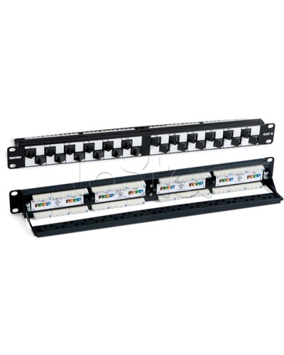 Патч-панель 19, 1U, с угловыми портами, 24 порта RJ-45, категория 6 Hyperline PP2A-19-24S-8P8C-C6-110 в Северске Патч панель Pintop.ru