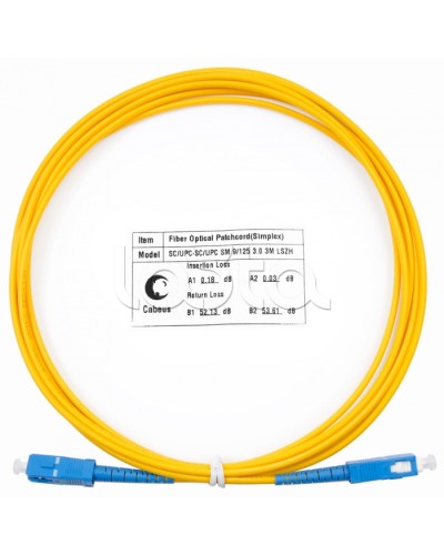 Патч-корд волоконно-оптический (шнур) SM 9/125 simplex SC-SC LSZH (3м) Cabeus FOP(s)-9-SC-SC-3m в Северске Патч-корды оптические Pintop.ru