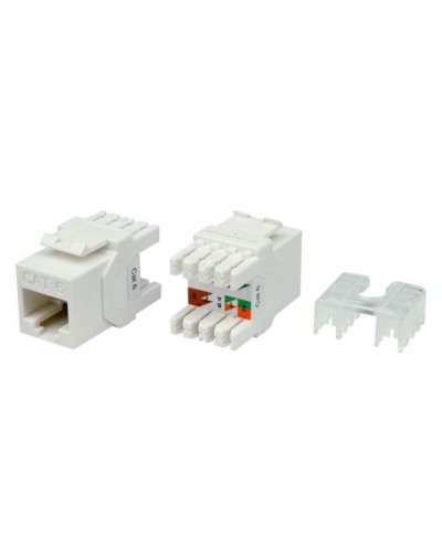 Вставка Keystone Jack RJ-45(8P8C) Hyperline KJ8-8P8C-C6-180-WH в Северске Модули Keystone Pintop.ru