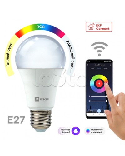 Умная лампа EKF Connect 8W WIFI RGBW E27 (slwf-e27-rgbw) в Северске Источники света(Лампы) Pintop.ru