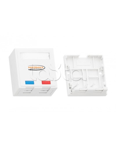 Корпус настенной розетки 2 порта NIKOMAX (NMC-MB2P-ST-WT) в Северске Аксессуары для кабель-канала Pintop.ru