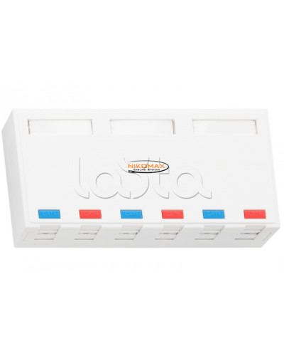 Корпус настенной розетки 6 портов NIKOMAX (NMC-MB6P-ST-WT) в Северске Аксессуары для кабель-канала Pintop.ru