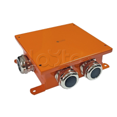 SMB120 Коробка металлическая, огн. E-110,о/п 120х120х60, 1 метал. гермоввод 14-22мм. + 3 метал. заглушки, IP66, 10P, (1,5-6 мм2), цвет оранж. Экопласт (56264E)