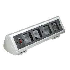 Блок настольный с выключателем нагрузки на 4 модуля (45х45мм) для крепления к столу (алюминий) Экопласт 70304