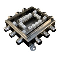 Коробка монтажная огнестойкая Гефест КМ-О (32к*10,0)-IP66 2020нерж, 12 вводов 200х200х60