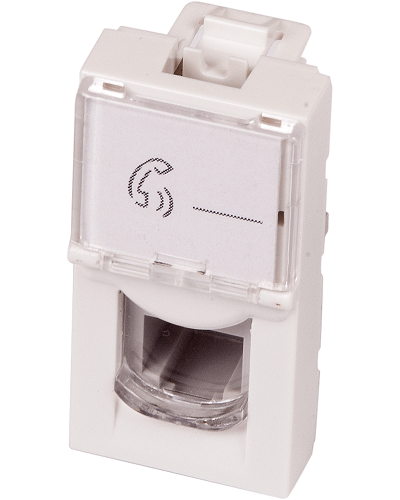 Вставка Mosaic 22.5x45, RJ-11, со шторкой и увеличенным окном маркировки, белая LANMASTER LAN-SIP-22TEL-WH в Северске Коммутационные изделия Pintop.ru