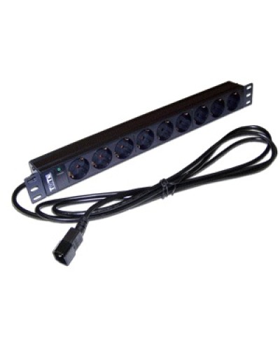 Блок розеток 19 9 шт. без выключателя, 10A 250V, шнур питания с вилкой C14, 3.0 м TWT TWT-PDU19-10A9P4-3.0 в Северске Блоки розеток Pintop.ru