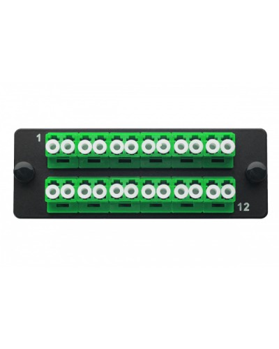 Комплект планка Q-SLOT с 12 адаптерами дуплекс LC OS2, монтажные шнуры, КДЗС Eurolan 38M-S2-2L-12BL в Северске Коннекторы Pintop.ru