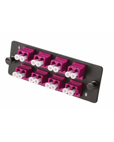 Комплект планка Q-SLOT с 8 адаптерами дуплекс LC OM4, монтажные шнуры, КДЗС Eurolan (38M-40-2L-08BL) в Северске Кроссы оптические Pintop.ru