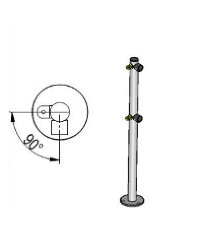 Стойка ограждения L-образная под поворотные створку и секцию 2 полупетли с крепежом, 2 муфты с крепежом справа Oxgard Стойка ограждения с 2-мя полупетлями L-образная права (ВЗР 1996.09.01) в Северске Ограждения Pintop.ru