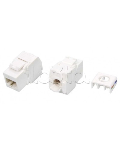 Вставка Keystone Jack RJ-45(8P8C) Hyperline KJ8-8P8C-C6-180-TLS-WH в Северске Модули Keystone Pintop.ru