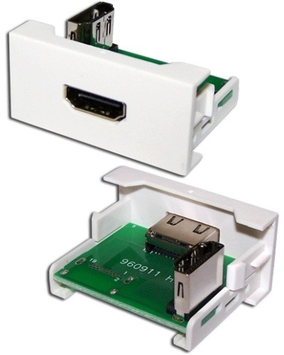 Вставка Mosaic 22.5x45 с адаптером HDMI 90 градусов, мама, белая LANMASTER (LAN-WA-LP-HD90F-WH) в Северске Коннекторы и разъемы Pintop.ru