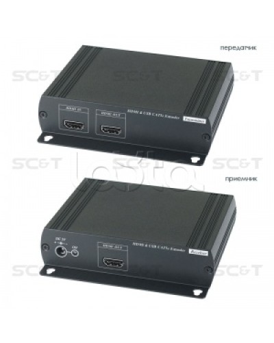 Удлинитель HDMI KVM (комплект приёмник + передатчик) по Ethernet до 120м (CAT5e) SC&T HKM01E в Северске Видеоусилители, Модуляторы, Делители Pintop.ru
