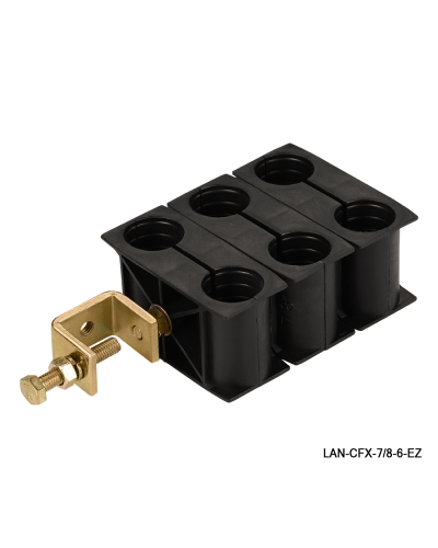 Комплект крепления для 6-ти коаксиальных кабелей диаметром 7/8, со струбциной LANMASTER LAN-CFX-7/8-6-EZ в Северске Аксессуары для стоек и шкафов Pintop.ru