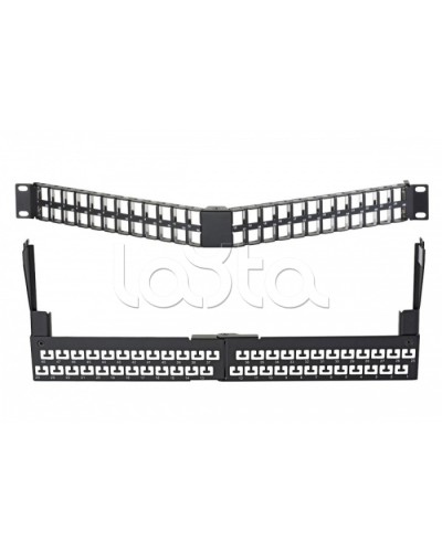 Коммутационная угловая панель 19” наборная, FTP, 1U, 48 портов, черный Eurolan (27A-00-48-01BL) в Северске Патч панель Pintop.ru