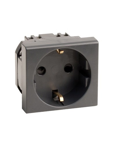 Розетка силовая 2Р+Е, со шторками, «Viva», 2 мод., цвет черный DKC (45205) в Северске Аксессуары для кабель-канала Pintop.ru