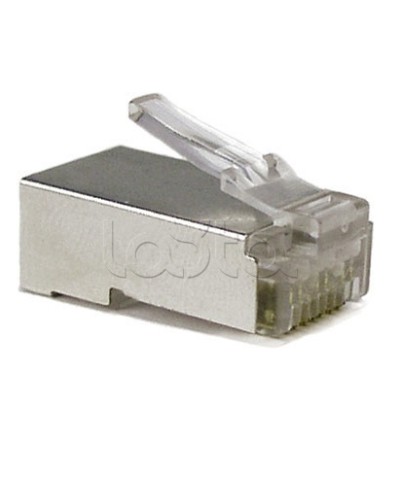 Разъем экранированный RJ-45 под витую пару, категория 6, без вставки Hyperline (PLUG-8P8C-U-C6-SH) в Северске Коннекторы и разъемы Pintop.ru