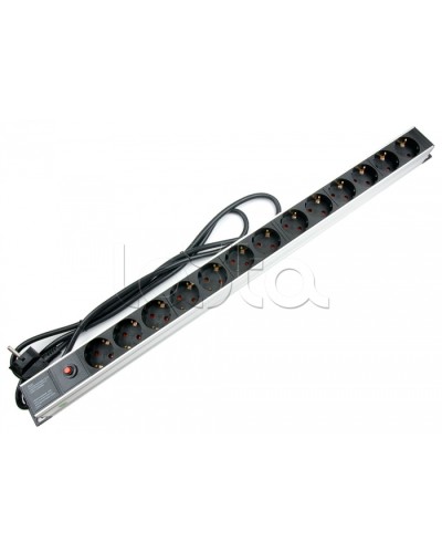 Блок евророзеток для 19 шкафов, 13 розеток, фильтр, 16 A Cabeus PDU-13P-F-2EU в Северске Блоки розеток Pintop.ru