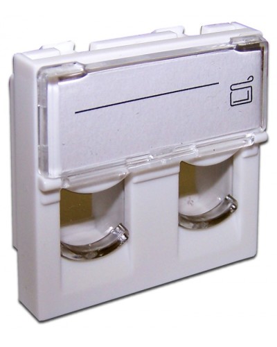 Вставка 45x45 на 2 модуля, со шторкой и увеличенным окном маркировки, белая LANMASTER (LAN-SIP-24L-WH) в Северске Коннекторы и разъемы Pintop.ru