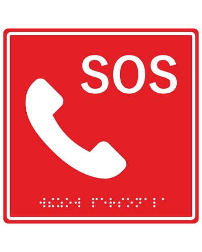 Табличка тактильная с пиктограммой SOS с трубкой Hostcall MP-010R2 в Северске Система оповещения и трансляции Hostcall Pintop.ru