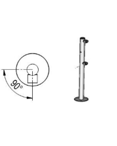 Стойка ограждения с отверстием под фиксатор L-образная, 2 муфты справа Oxgard Стойка ограждения с отверстием под фиксатор L-образная, 2 муфты справа (ВЗР 1996.09.62) в Северске Ограждения Pintop.ru